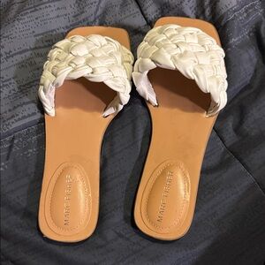 Marc Fisher Women's White Braided Sandals